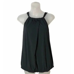 Macbeth Collection Black Wrap Front High Neck Tank Top S